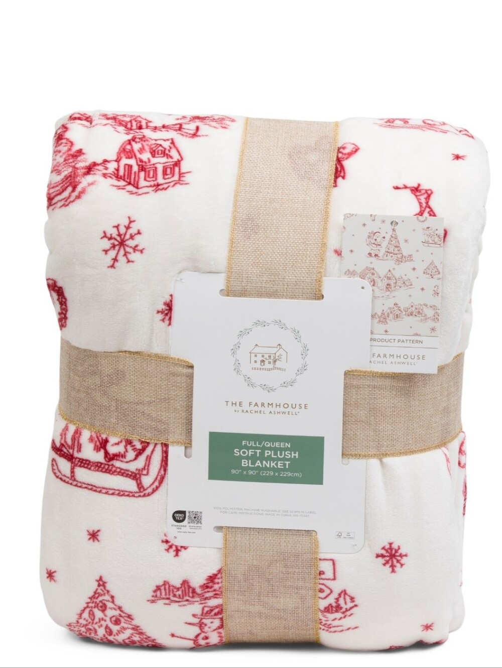 The Farmhouse by Rachel Ashwell Good Tidings Plush Christmas Holiday Blanket NWT